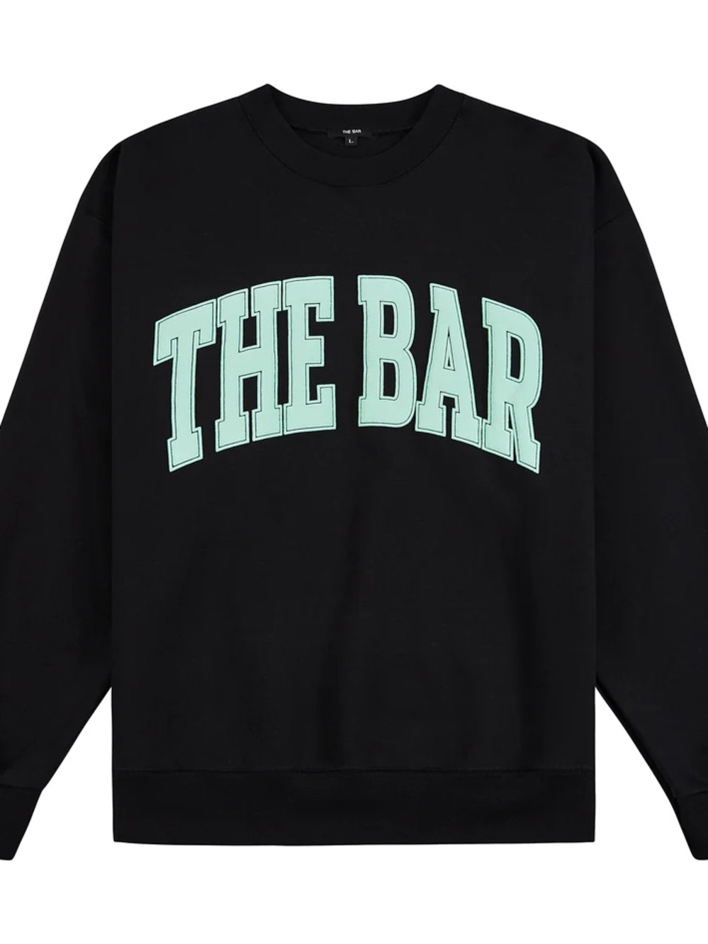 NWT The Bar Varsity Sweatshirt in Black/Miami Mint - Picture 6 of 11